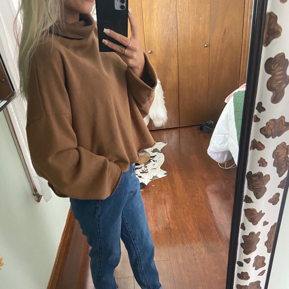 cropped brown sweater